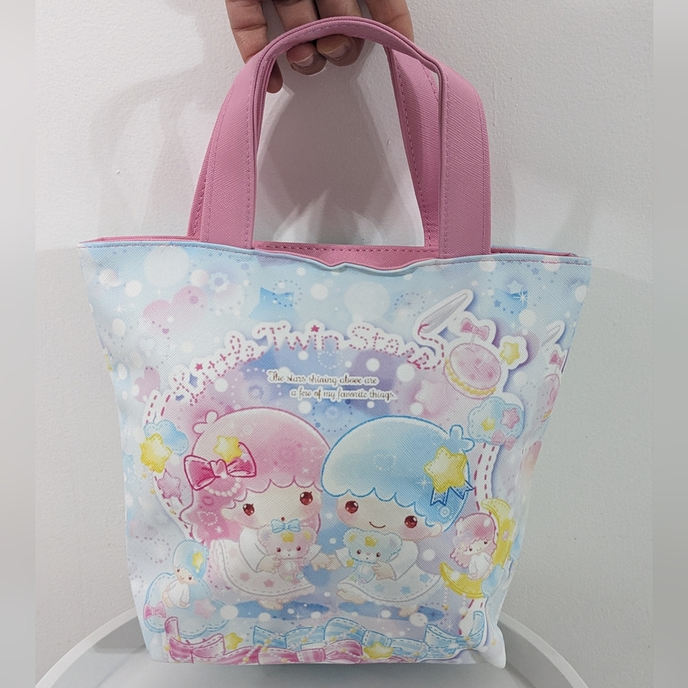 NEW Little Twin Stars Mini PU Leather Tote Bag - Kawaii Sanrio Pastel Bag